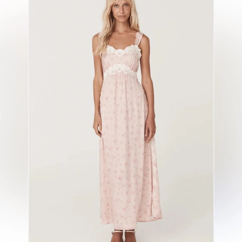Spell Fleur Slip Dress in pink with lace detail. Worn once perfect condition - Picture 1 of 10